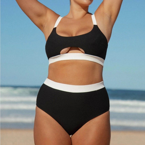 Berlook Contrast Trim Plus Size Bikini Set - Picture 3 of 6